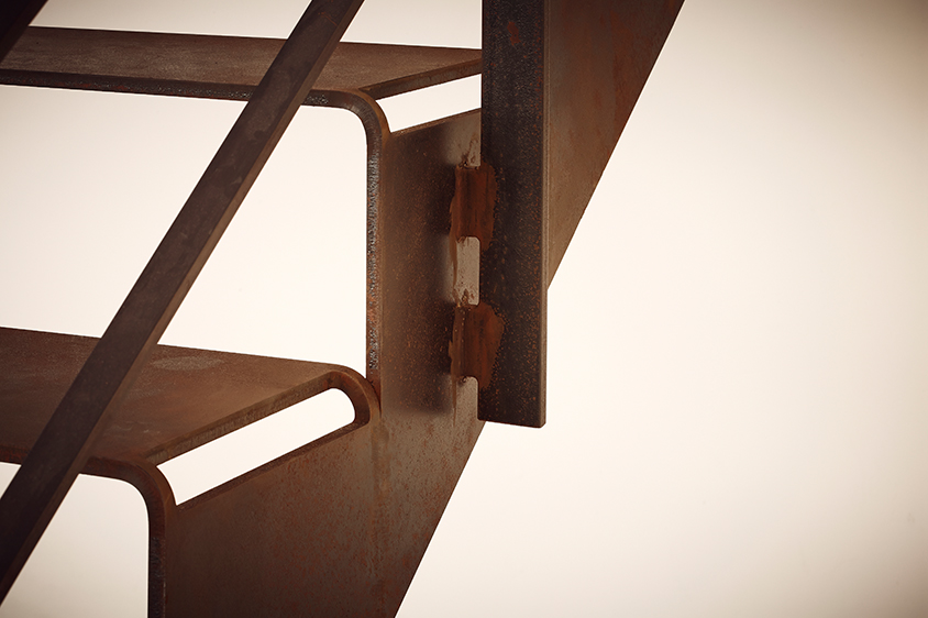 Detail der  Schnittguttreppe cut it! aus Stahl von Spitzbart - die Treppe am Stück